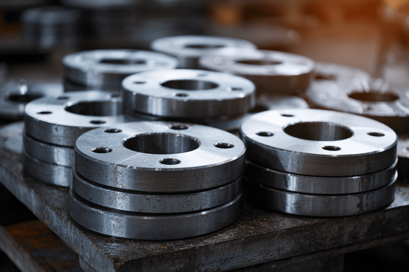 Металлические фланцы после механической обработки